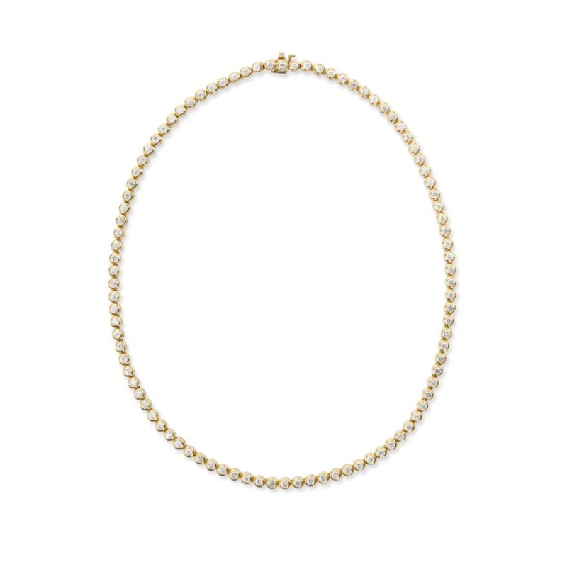 Gold and 5.40ctw Round Brilliant Cut Diamond Tennis Necklace