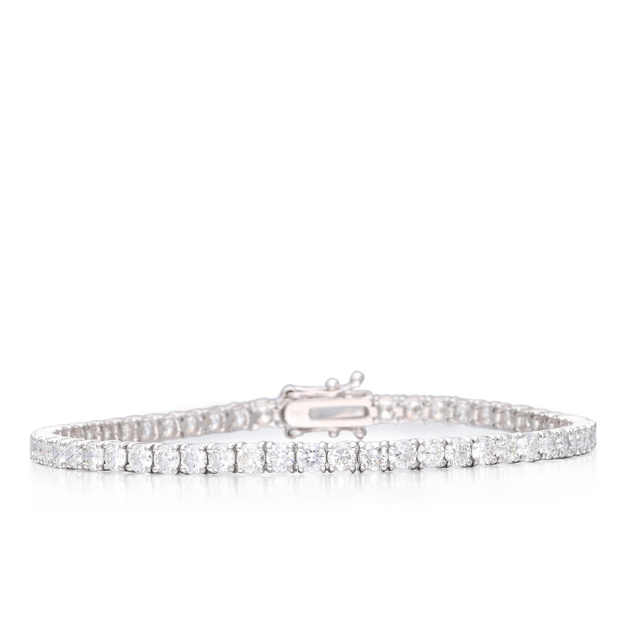 White Gold and 5.50ctw Round Brilliant Cut Diamond Tennis Bracelet — view 1