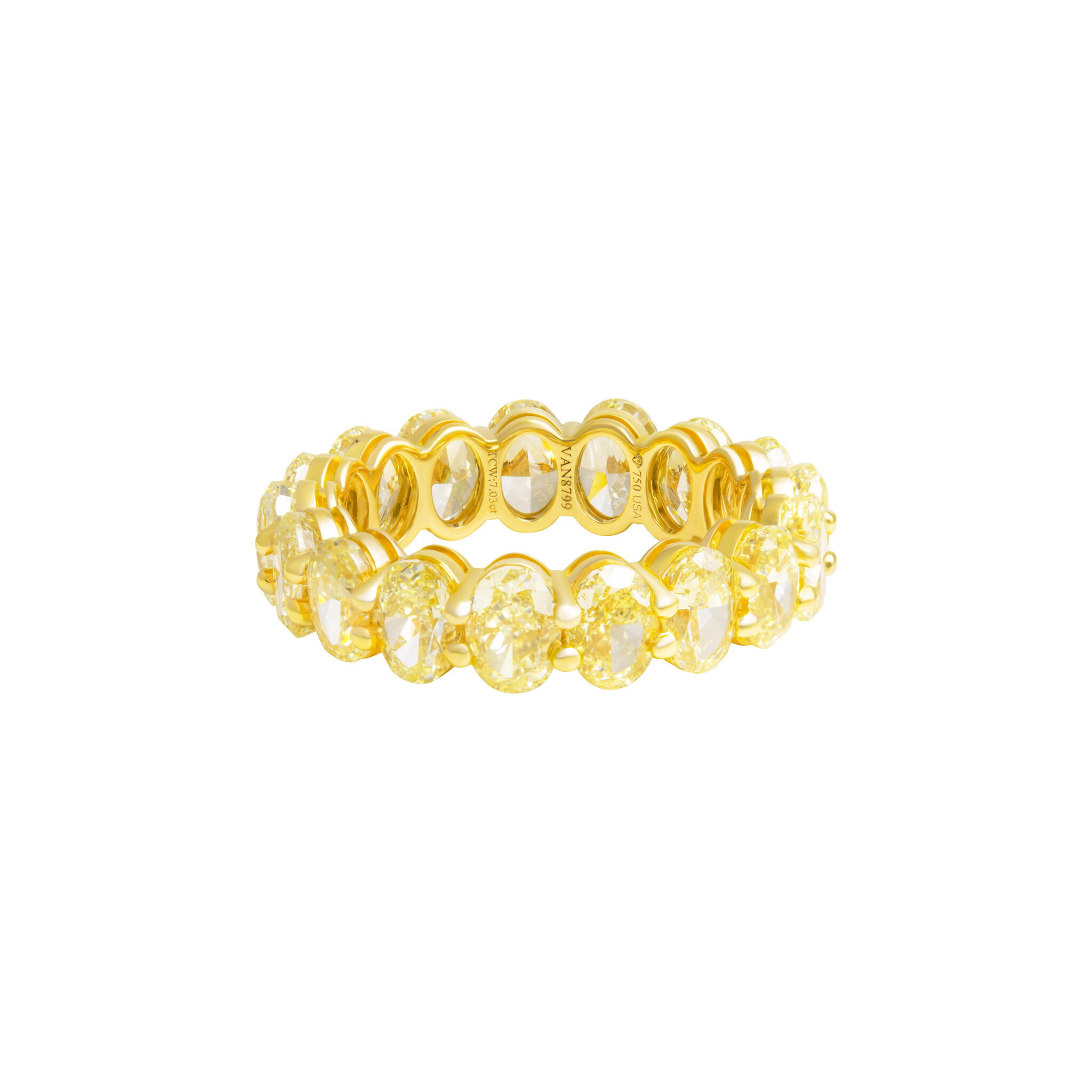 Gold and 7.00ctw Oval Cut Yellow Diamond Eternity Band Ring — view 1