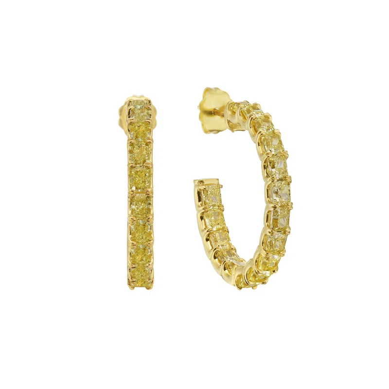 Gold and 8.00ct Fancy Yellow Diamond Hoop Earrings