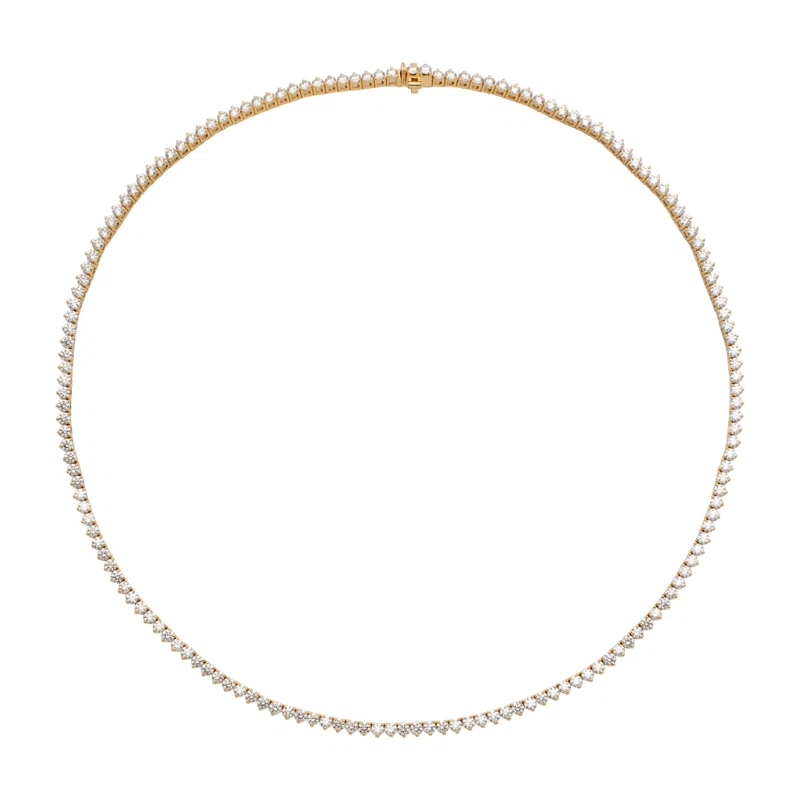 Gold and 8.40ctw Round Brilliant Cut Diamond Tennis Necklace