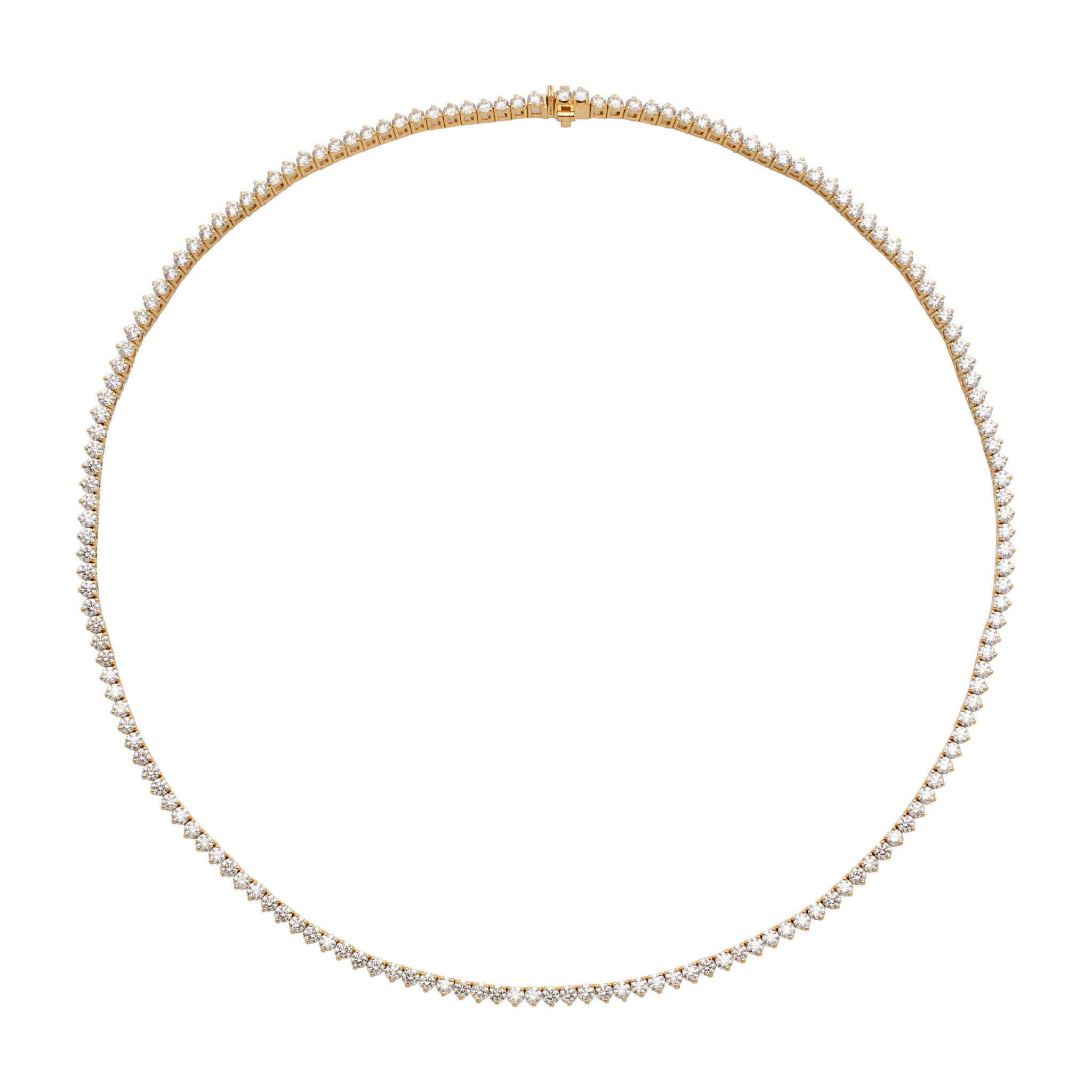 Gold and 8.40ctw Round Brilliant Cut Diamond Tennis Necklace — view 1