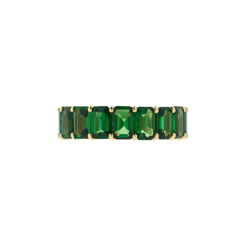 Gold and 9.55ctw Tsavorite Garnet Eternity Band Ring