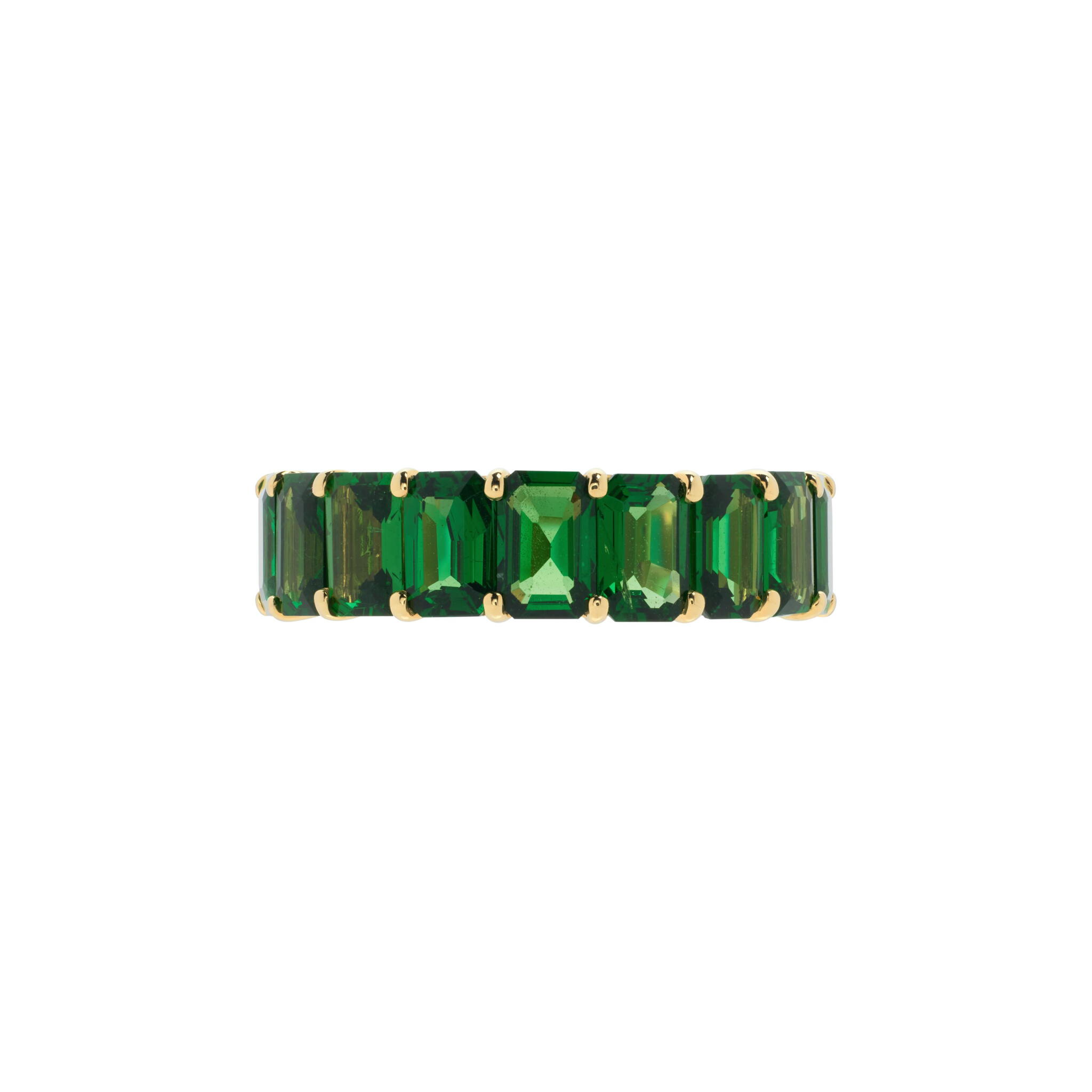 Gold and 9.55ctw Tsavorite Garnet Eternity Band Ring — view 1
