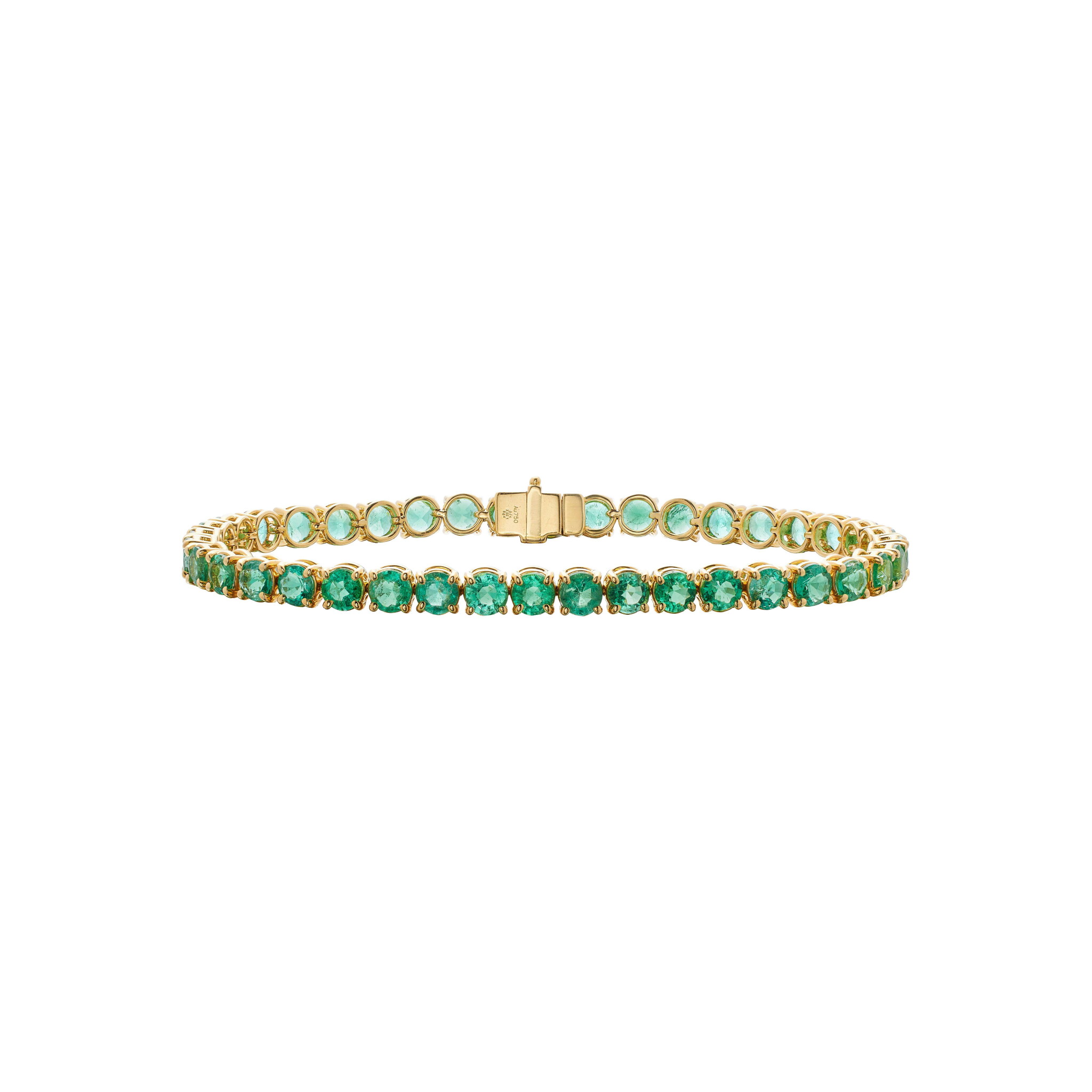Gold and 9.85ctw Emerald Tennis Bracelet — view 1