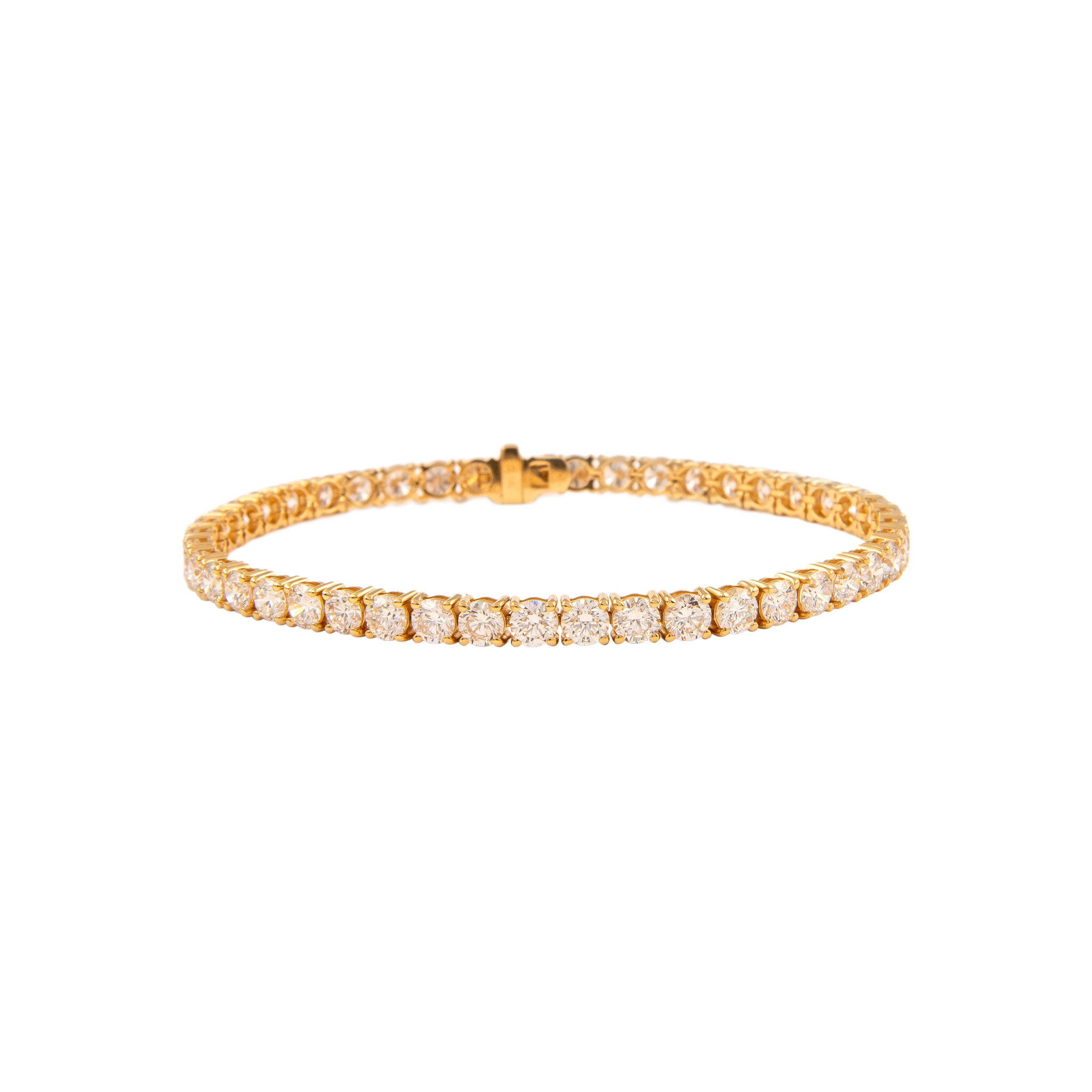 Gold and 9.95ctw Round Brilliant Cut Diamond Tennis Bracelet — view 1