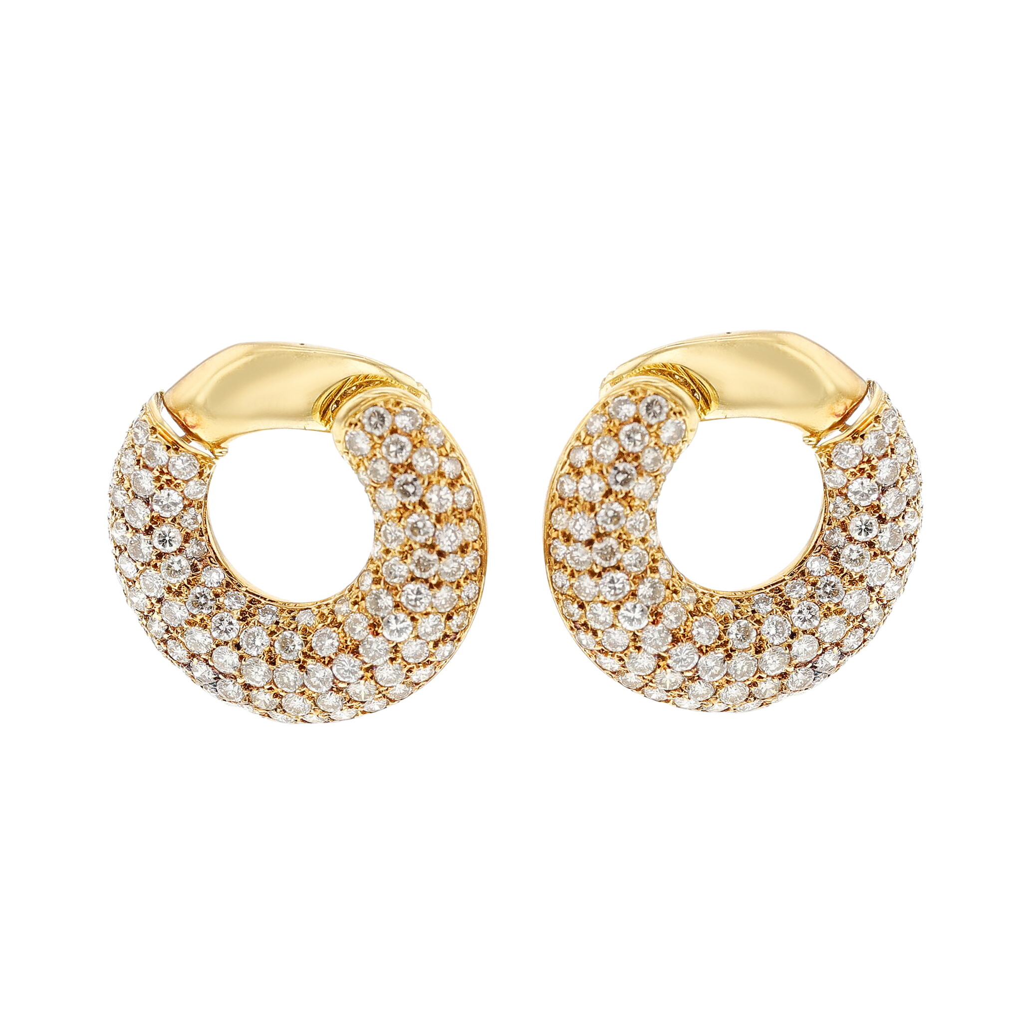Gold and Diamond Hoop Earclips — view 1