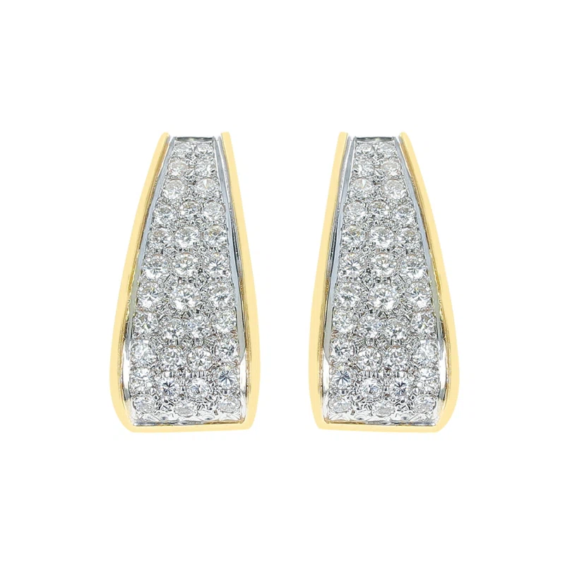 Gold, White Gold and Diamond Hoop Earclips