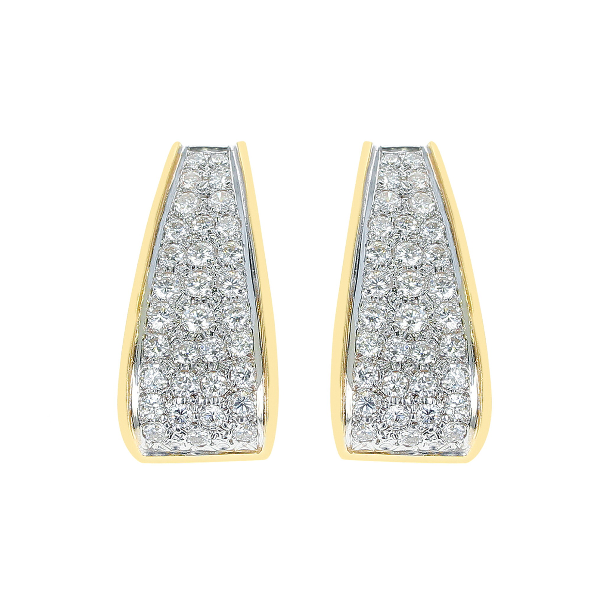 Gold, White Gold and Diamond Hoop Earclips — view 1