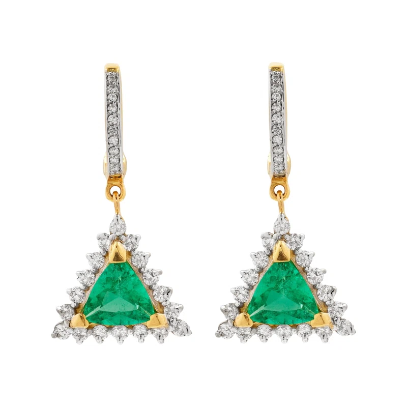 Gold, White Gold, 1.35ctw Emerald and Diamond Earrings