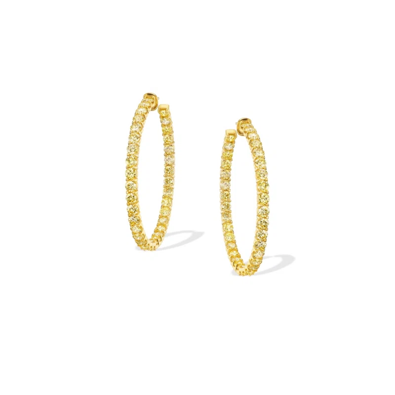 Gold and 12.55ct Fancy Intense Yellow, Fancy Vivid Yellow Diamond Hoop Earrings