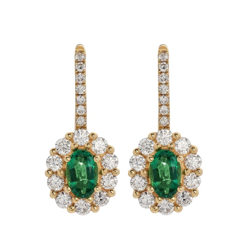 Gold, 0.80ctw Emerald and Diamond Earrings 