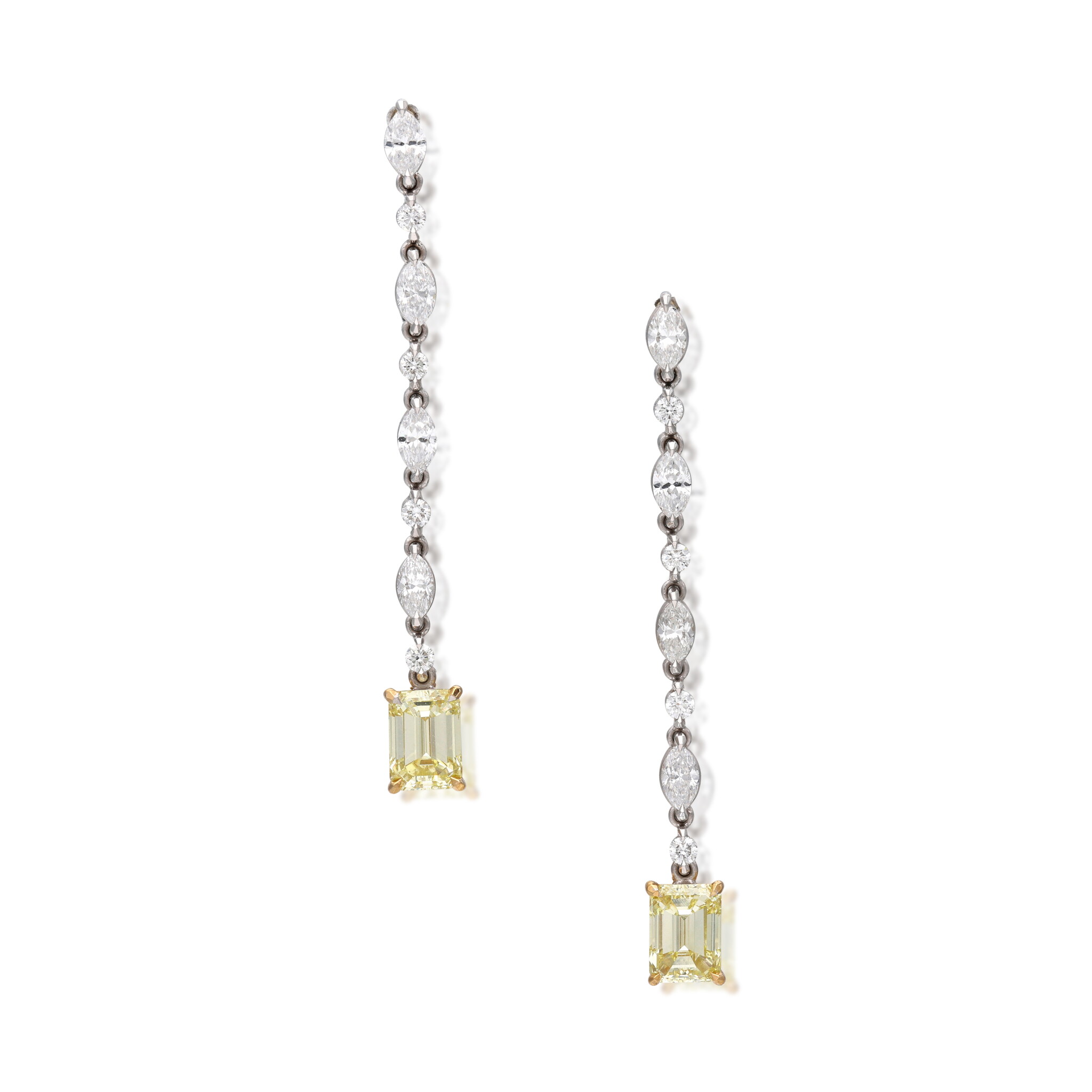 Gold, Fancy Intense Yellow Diamond and Diamond Drop Earrings — view 1