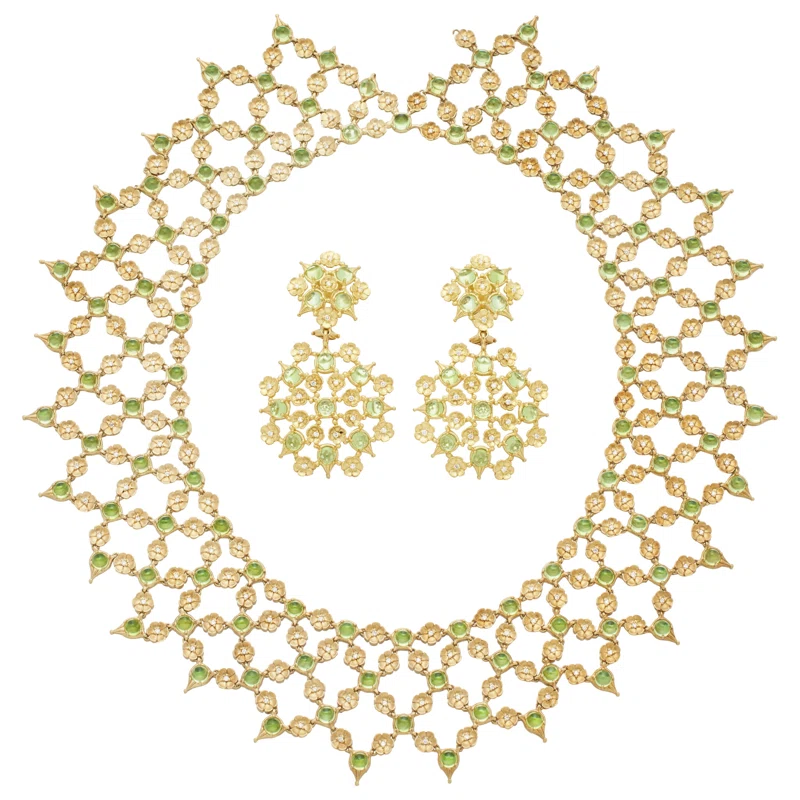 Gold, Peridot and Diamond Demi Parure