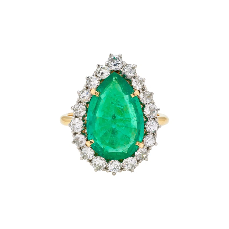 Gold, Platinum, 3.64ct Colombian Emerald and Diamond Ring