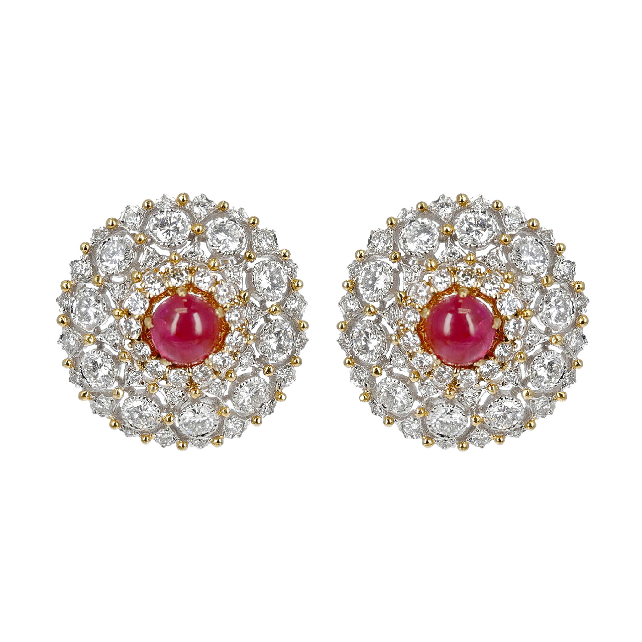 Gold, Ruby and Diamond Earclips — view 1
