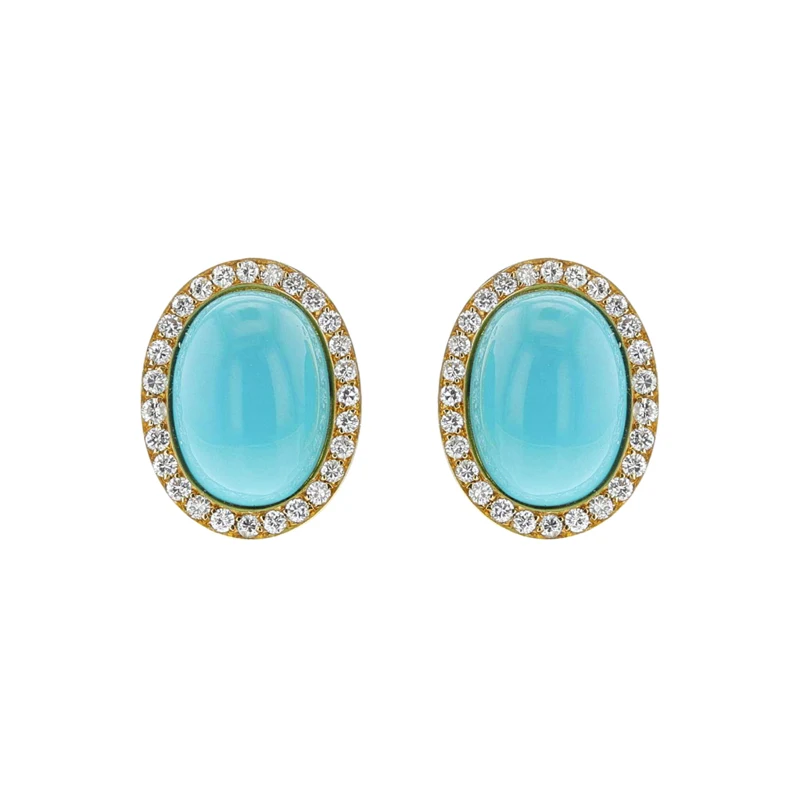 Gold, White Gold, Turquoise and Diamond Earclips