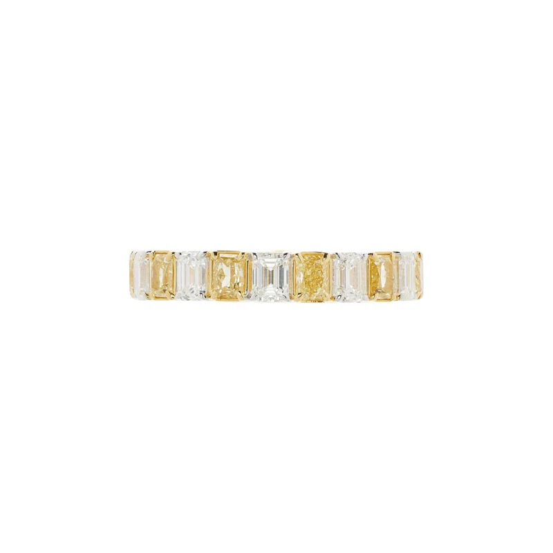 Gold, White Gold, 2.05ctw Yellow Diamond and 2.15ctw Diamond Eternity Band Ring 