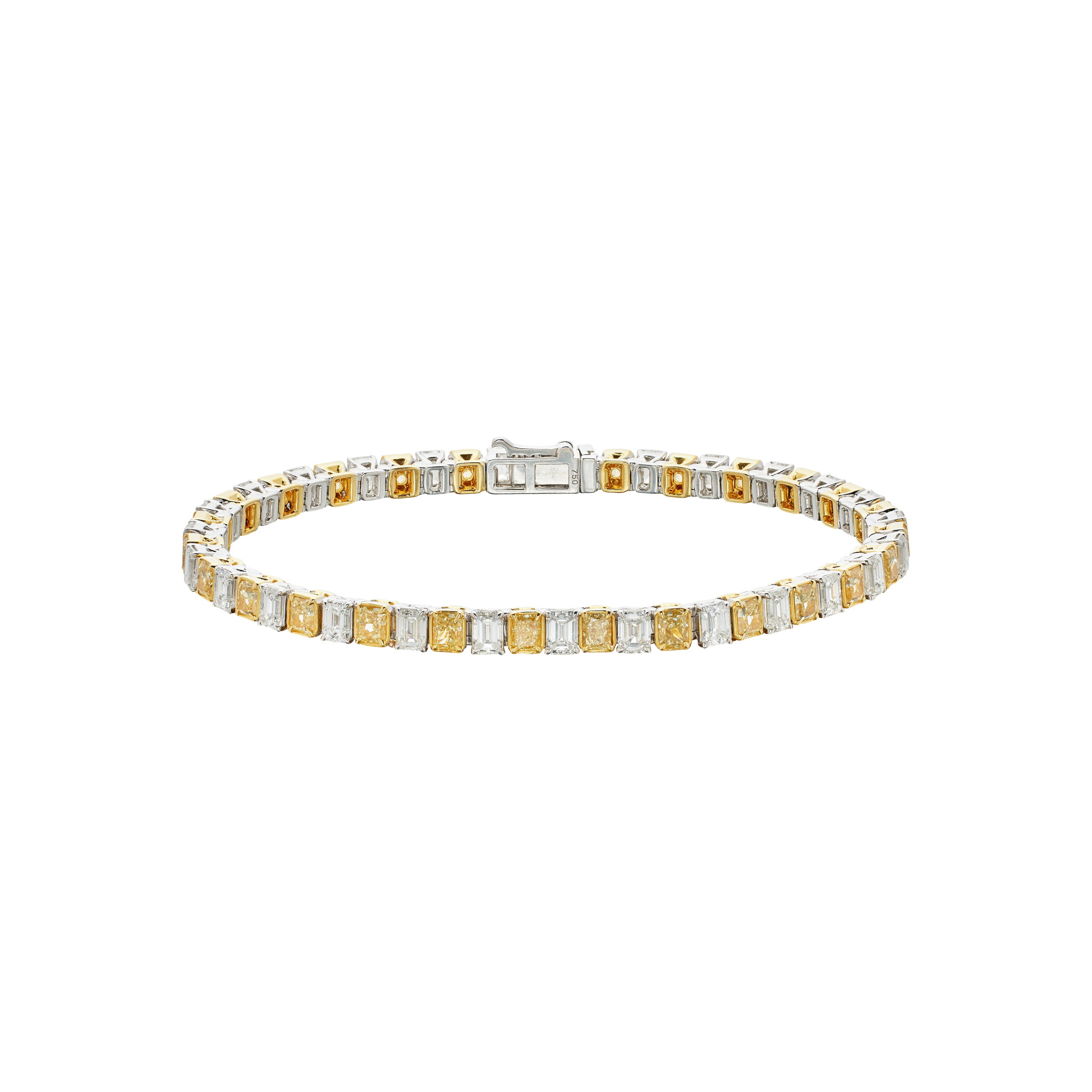Gold, White Gold, 5.10ctw Yellow Diamond and 5.45ctw Diamond Tennis Bracelet — view 1