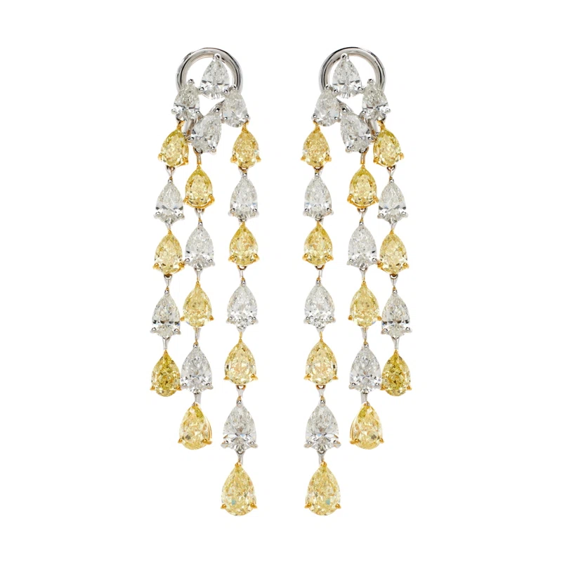 Gold, White Gold, 7.45ctw Yellow Diamond and 5.45ctw Diamond Earrings