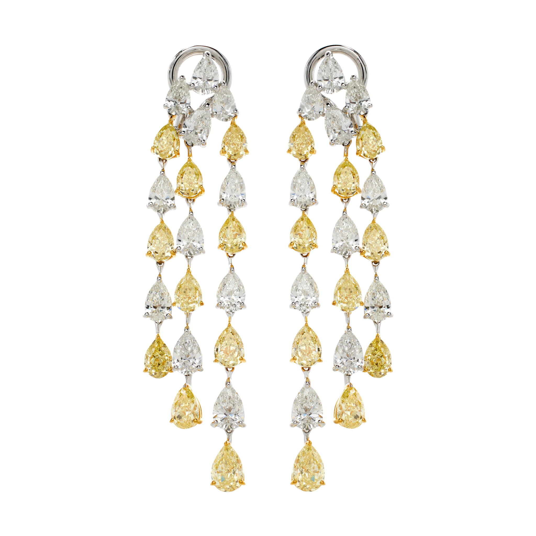 Gold, White Gold, 7.45ctw Yellow Diamond and 5.45ctw Diamond Earrings — view 1