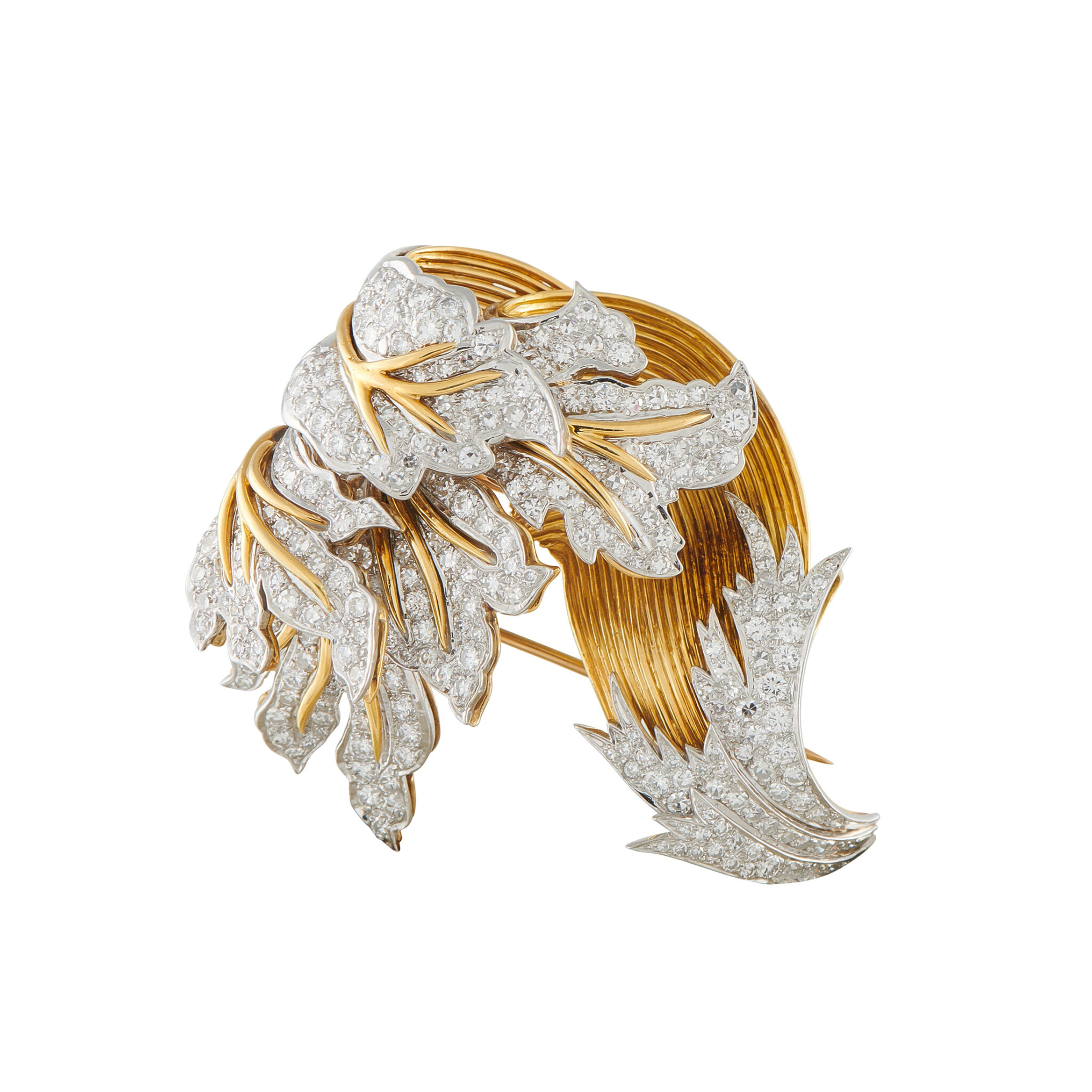 Gold, White Gold and Diamond Brooch — view 1