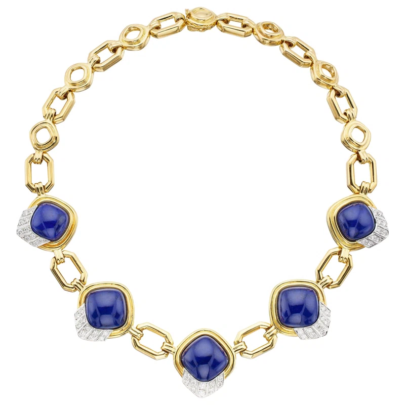 Gold, White Gold, Lapis Lazuli and Diamond Necklace