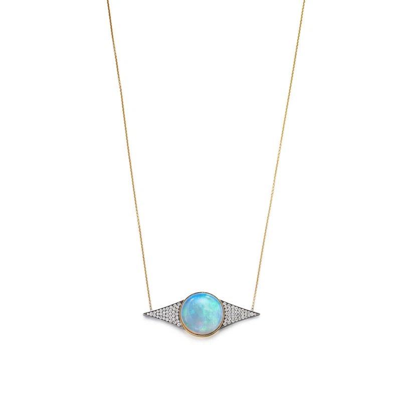 Gold, White Gold, Opal and Diamond Pendant Necklace