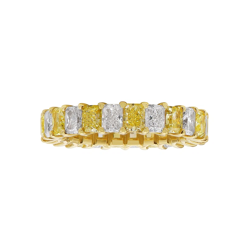 Gold, 5.00ctw Radiant Cut Yellow Diamond and Diamond Eternity Band Ring