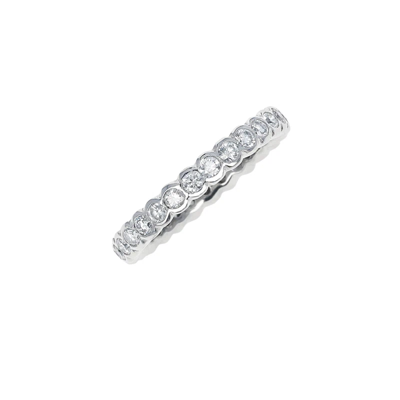 White Gold and 0.85ctw Round Brilliant Cut Diamond Eternity Band Ring