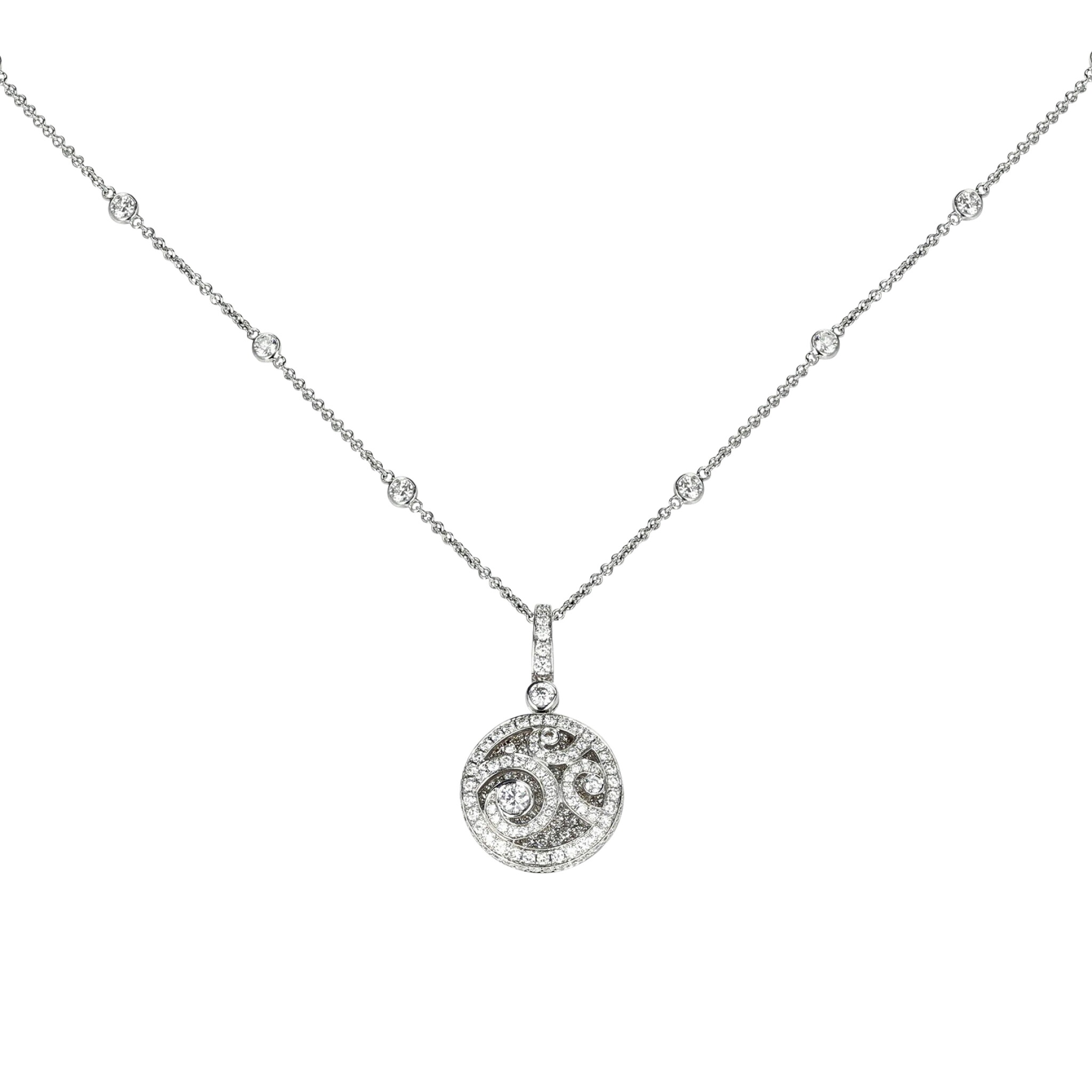 White Gold and Diamond Pendant Necklace — view 1