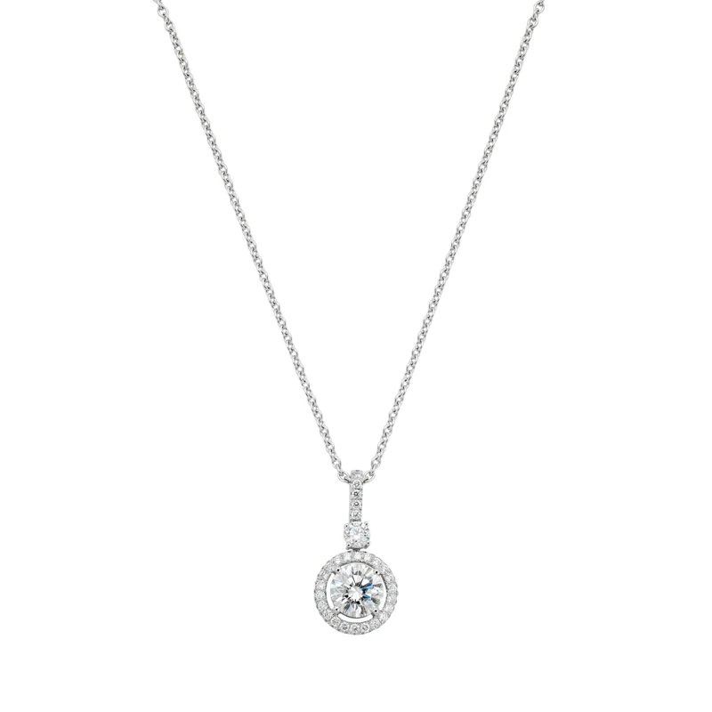 White Gold, 1.32ct Round Brilliant Cut Diamond and Diamond Constellation Pendant Necklace