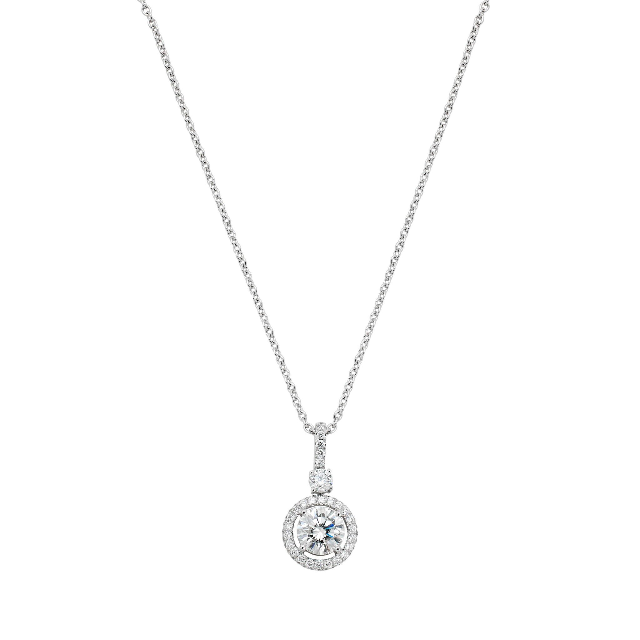 White Gold, 1.32ct Round Brilliant Cut Diamond and Diamond Constellation Pendant Necklace — view 1