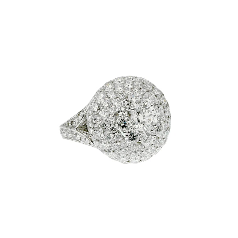 White Gold and Diamond Bombé Ring