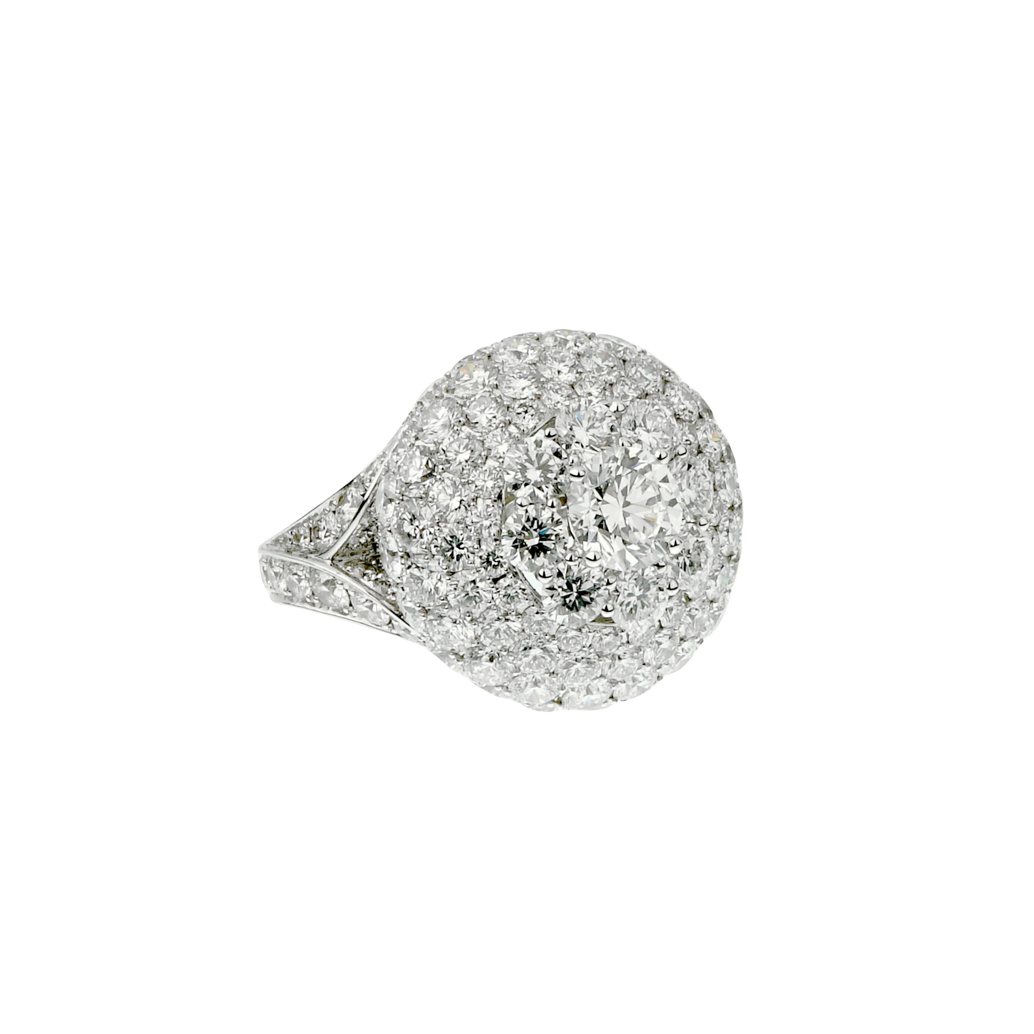 White Gold and Diamond Bombé Ring — view 1