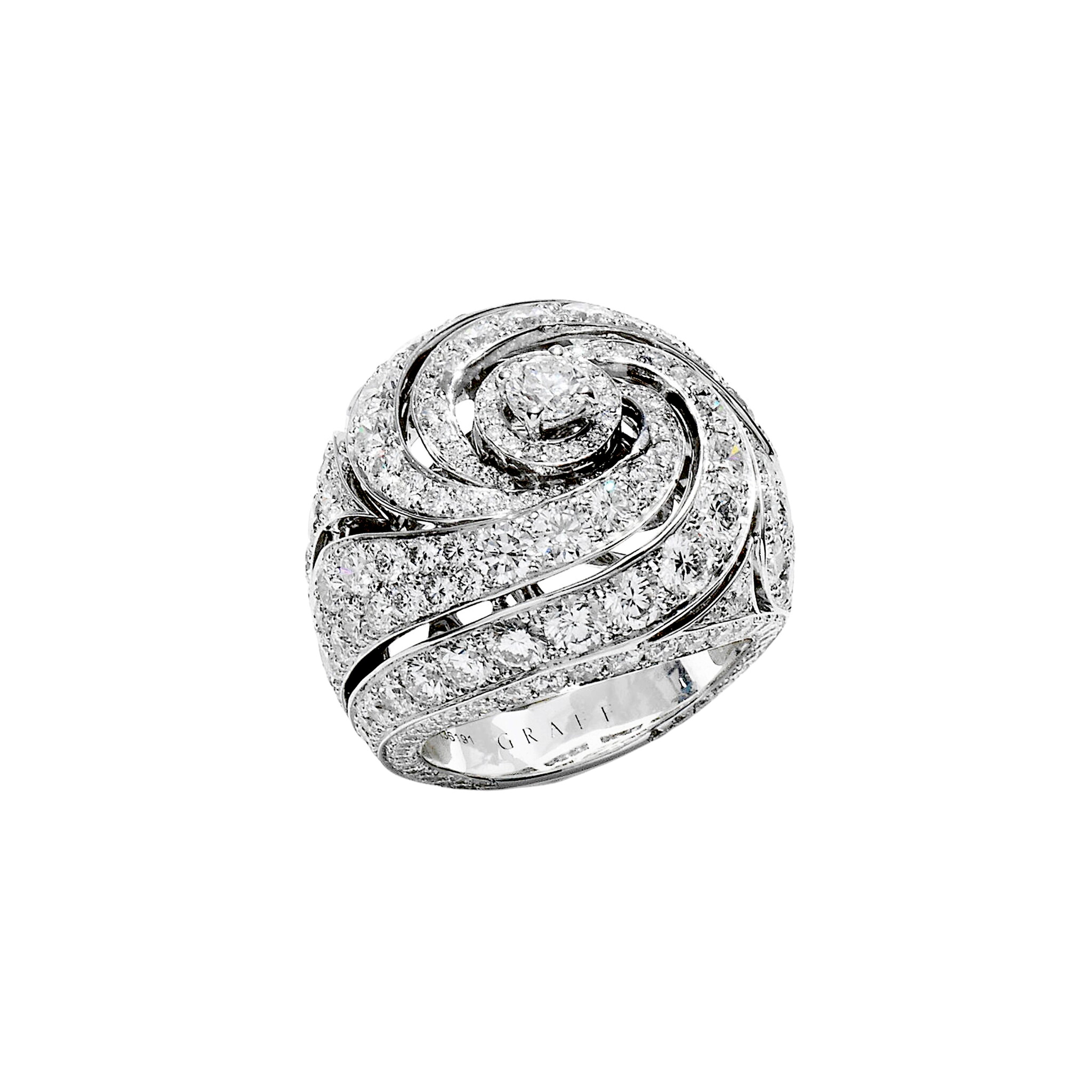 White Gold and Diamond Bombé Ring — view 1