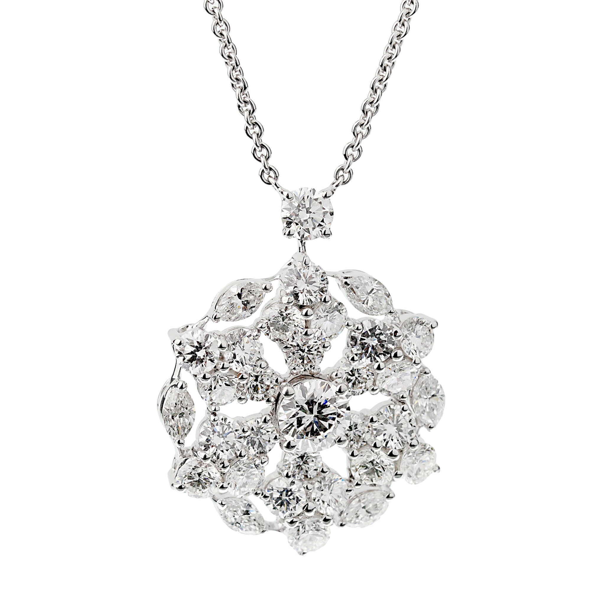 White Gold and Diamond Snowflake Necklace — view 1
