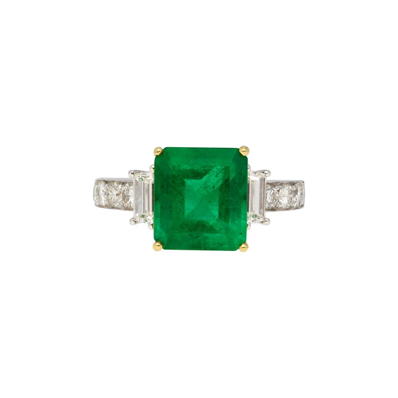 White Gold, Gold, 3.16ct Colombian Emerald and Diamond Ring