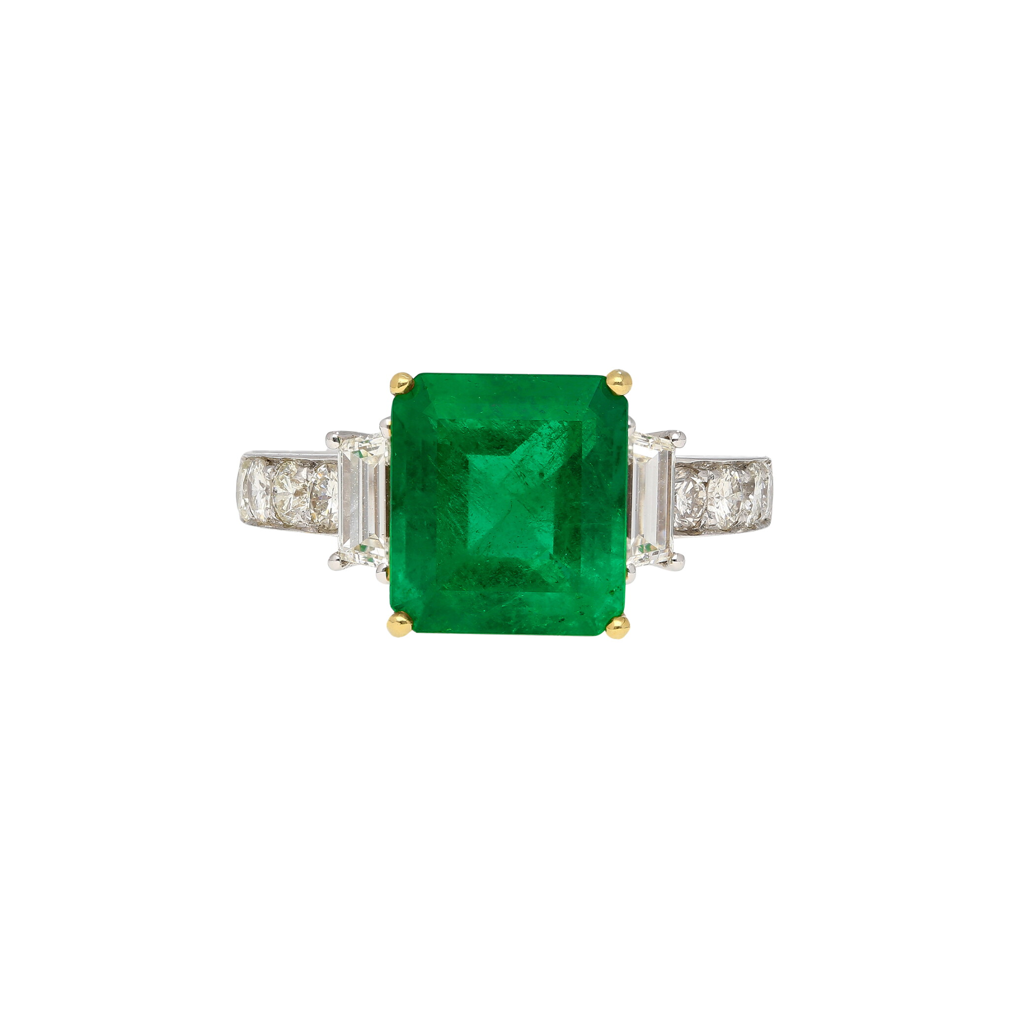 White Gold, Gold, 3.16ct Colombian Emerald and Diamond Ring — view 1