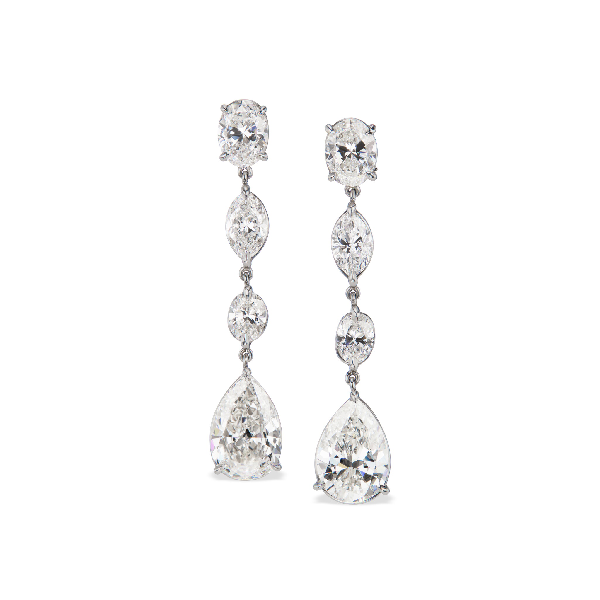 Platinum and 6.81ctw Fancy Cut Diamond Drop Earrings — view 1