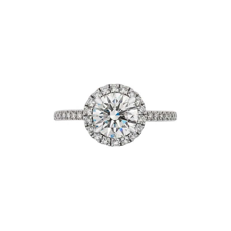 Platinum, 1.18ct Round Brilliant Cut Diamond and Diamond Engagement Ring