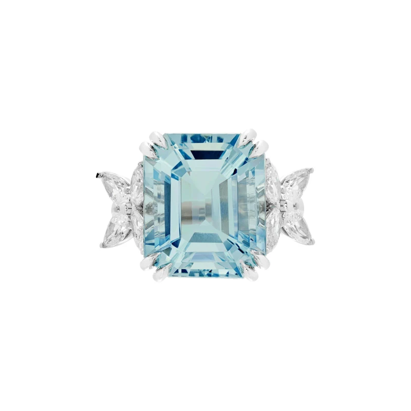 Platinum, 9.15ct Aquamarine and Diamond Marquesa Ring