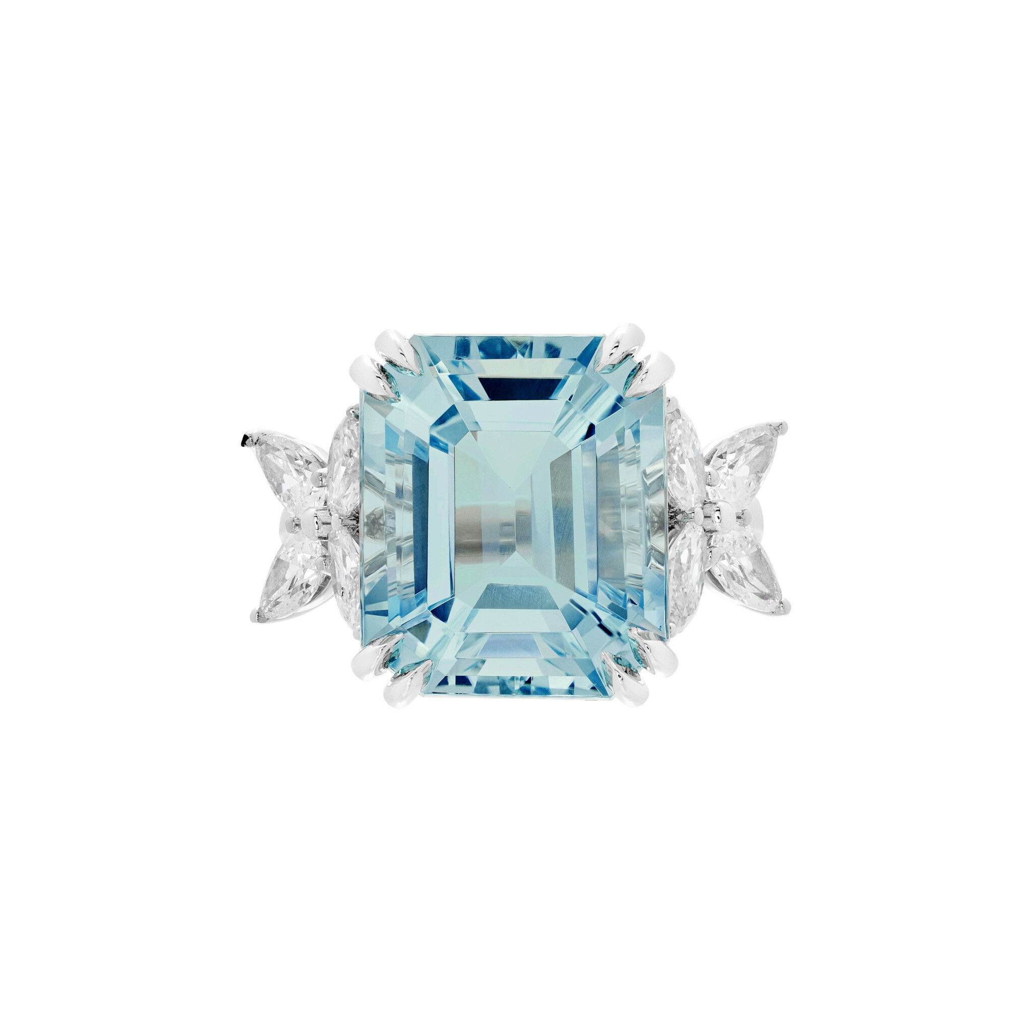 Platinum, 9.15ct Aquamarine and Diamond Marquesa Ring — view 1