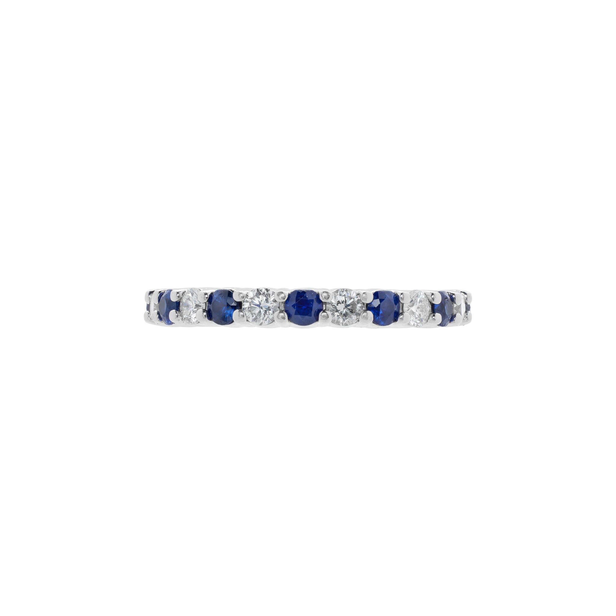 Platinum, Sapphire and Diamond Eternity Band Ring  — view 1