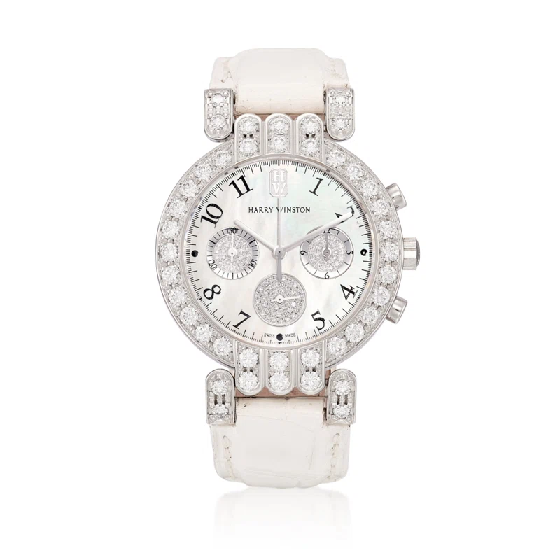 Premier (المرجع 200MCQ37W). ساعة يد من الذهب الأبيض بقطر 36.5mm، مرصّعة بالألماس، بحركة كوارتز، مع كرونوغراف. 2005