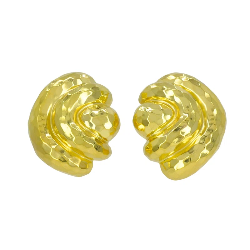 Vintage Gold Hammered Earclips
