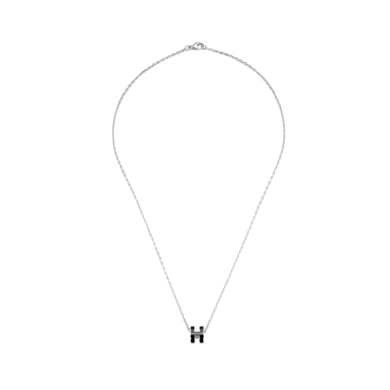 Black Lacquer Mini Pop H Pendant Palladium Hardware