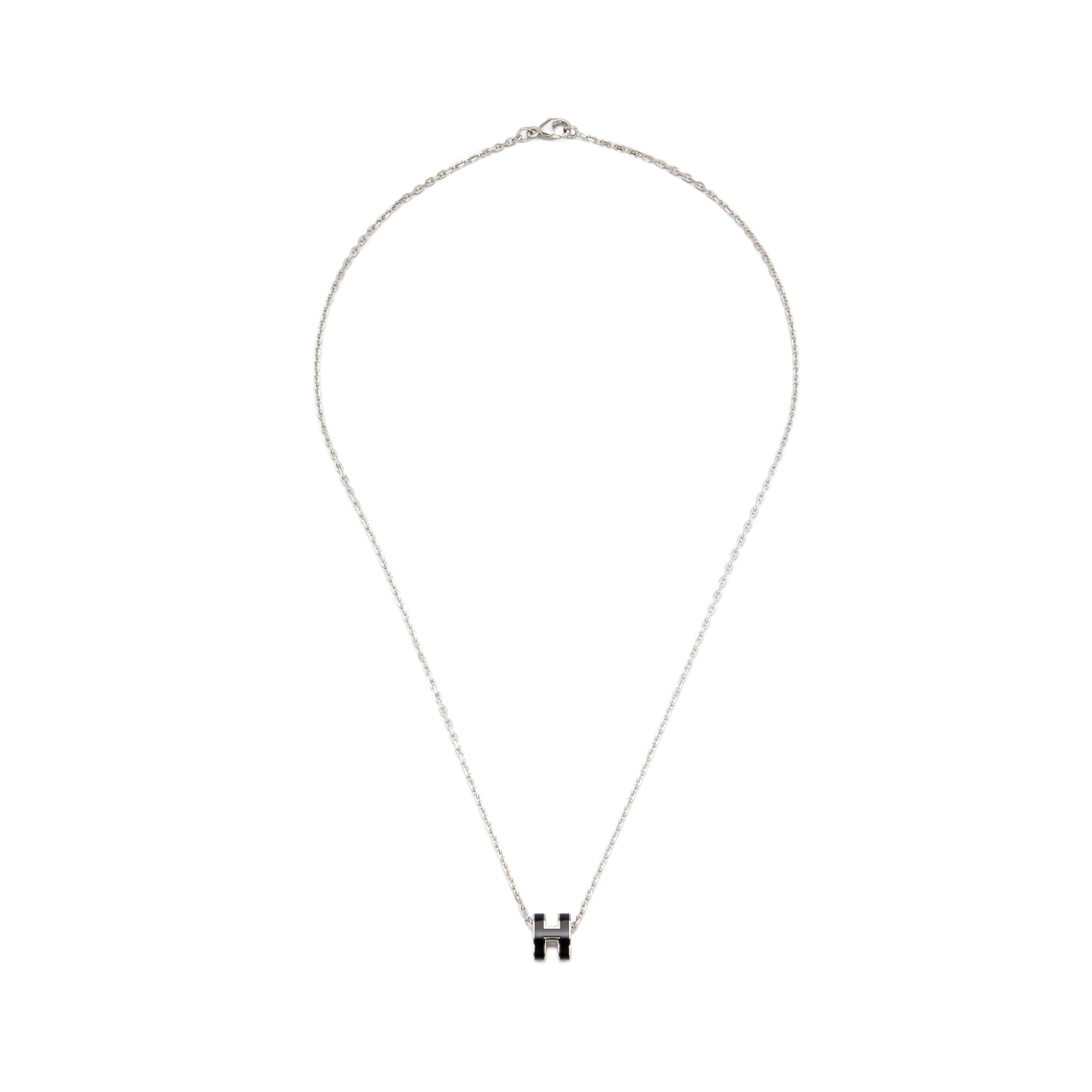 Black Lacquer Mini Pop H Pendant Palladium Hardware — view 1
