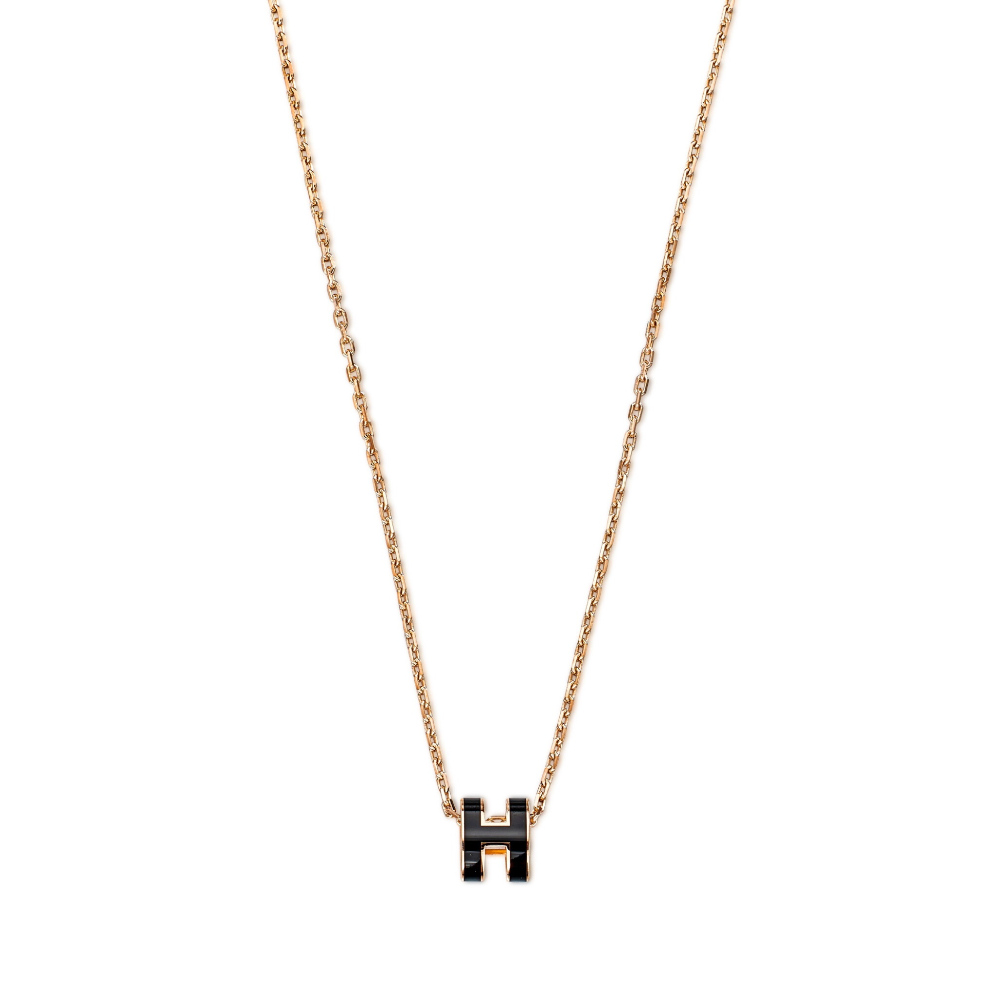 Black Lacquer Mini Pop H Pendant Rose Gold Hardware — view 1