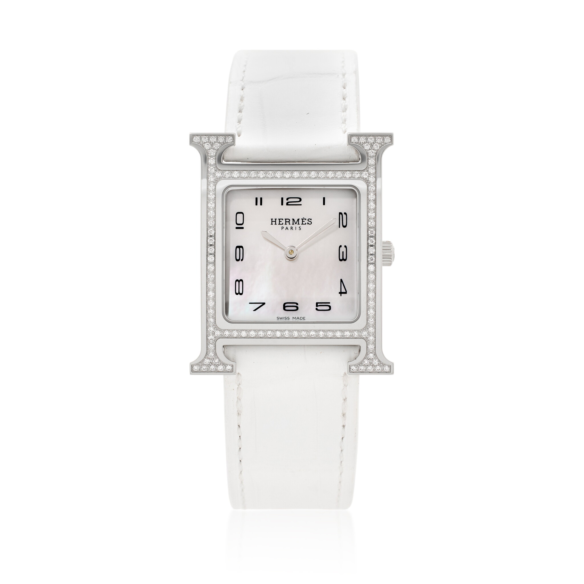 Heure H Small (Reference HH1.531). A 25mm stainless steel diamond-set quartz wristwatch. 2022 — view 1